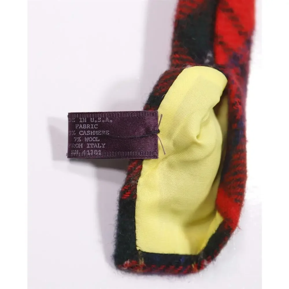 Polo Ralph Lauren Red Tartan Plaid Flannel Cashmere Wool Necktie Tie